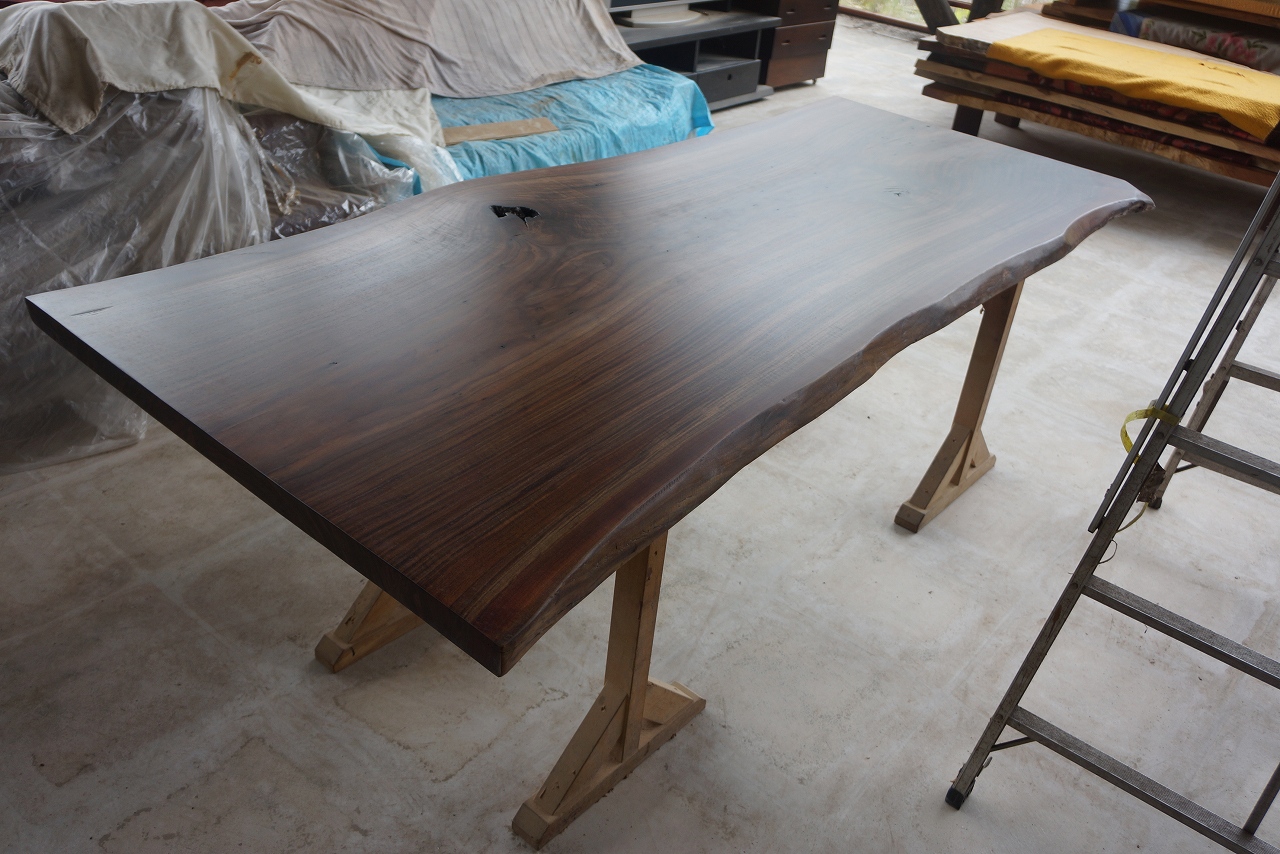 天然木 新潟工場 ブラックウォールナット材 一枚板 カウンター