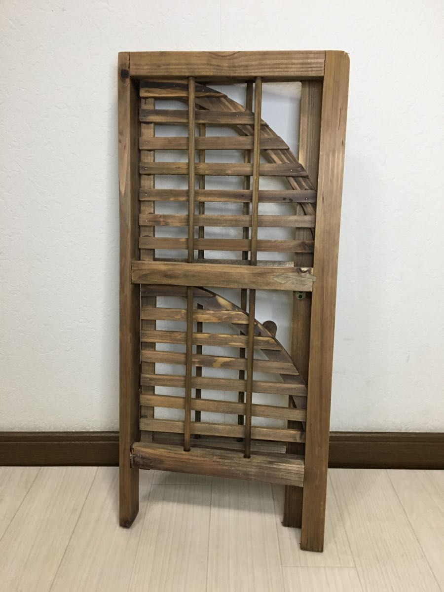 アンティーク 折りたたみ コーナーラック 木製 昭和レトロ 匿名配送