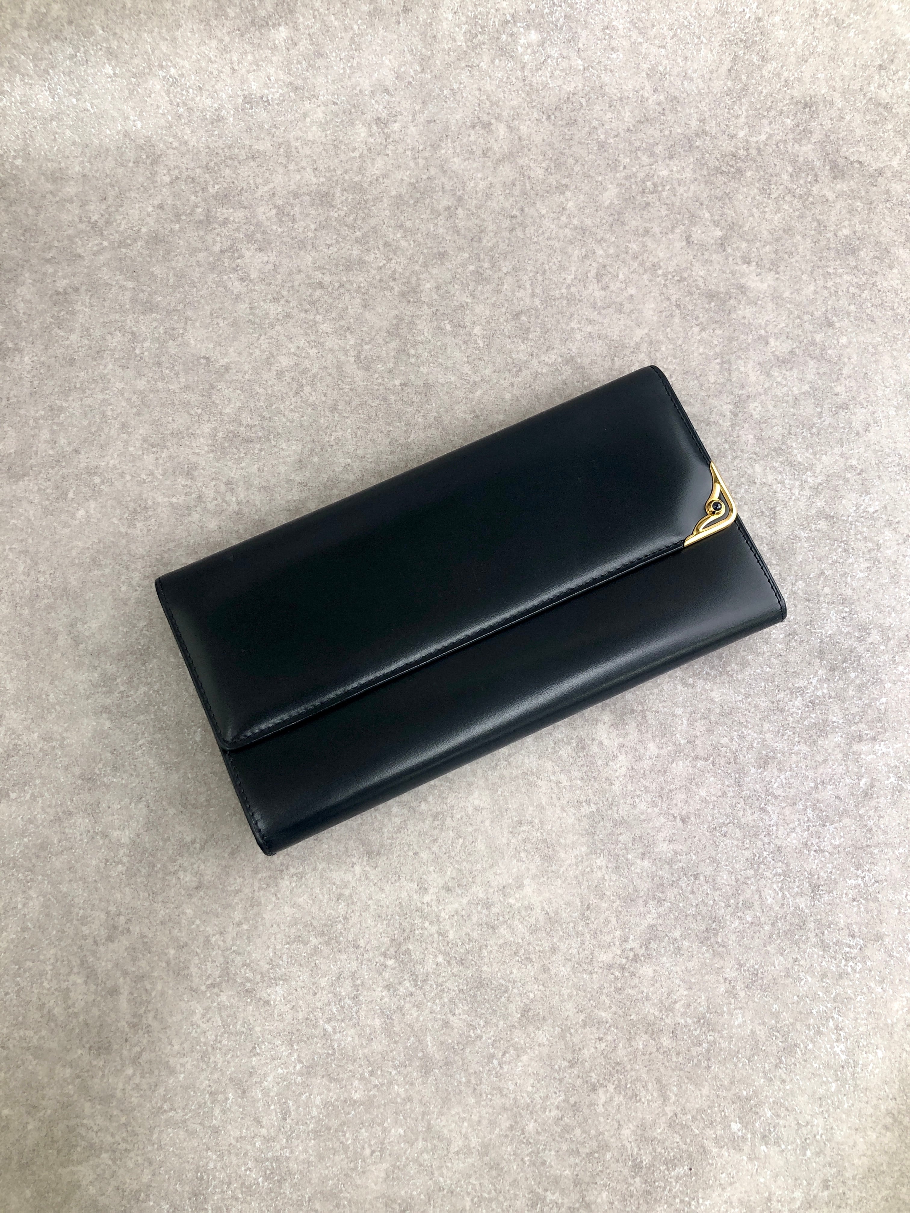 Cartier カルティエ 財布 ブラック レザー 長財布 vintage