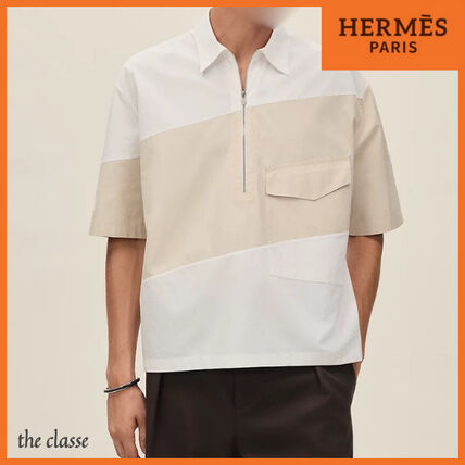 HERMES ブラウン ポロシャツ 胸ポケット付き エルメス M HERMES