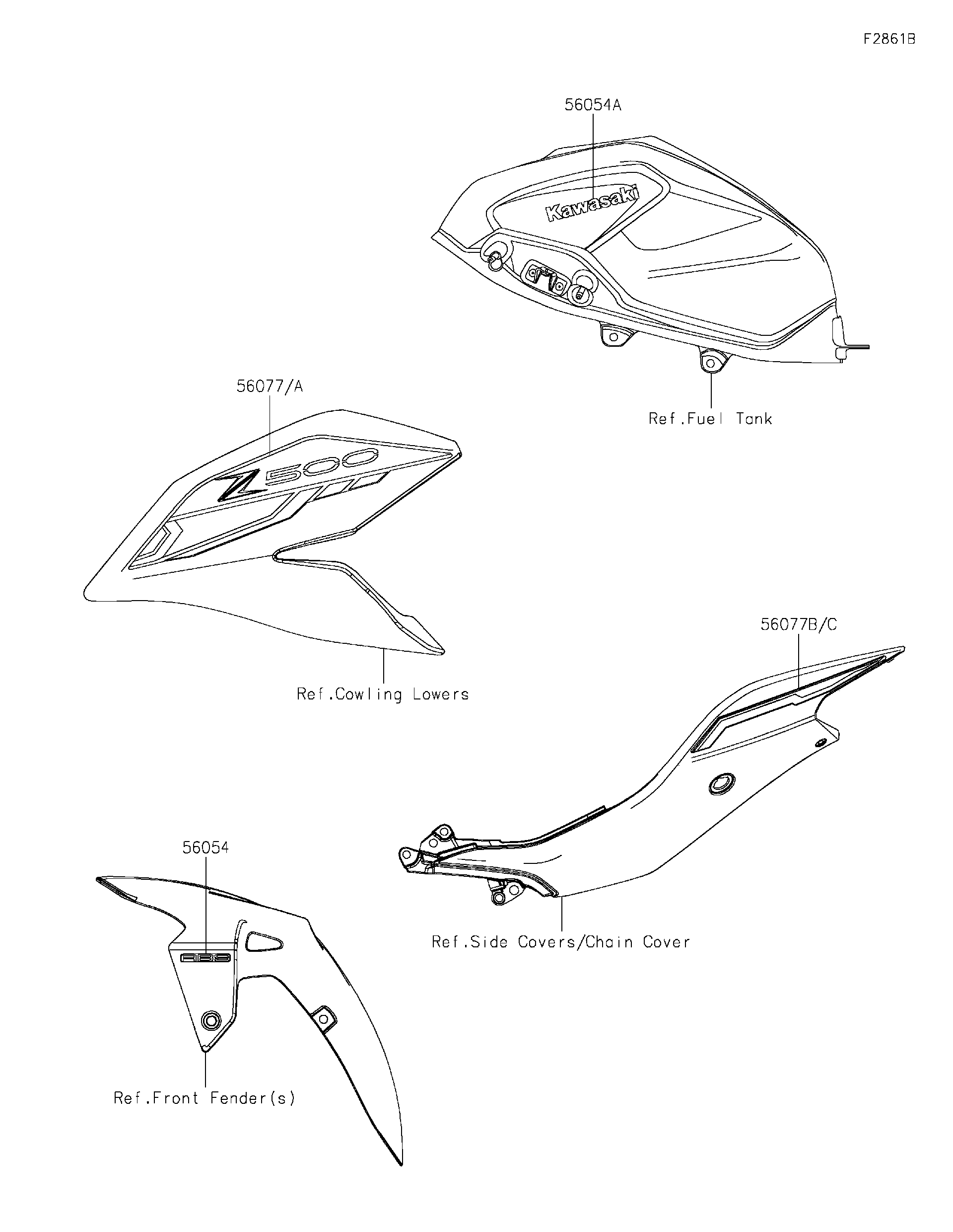 2025 Kawasaki Z500 SE ABS (ER500FSFAL) Decals(Gray)(FSFAN)(CN