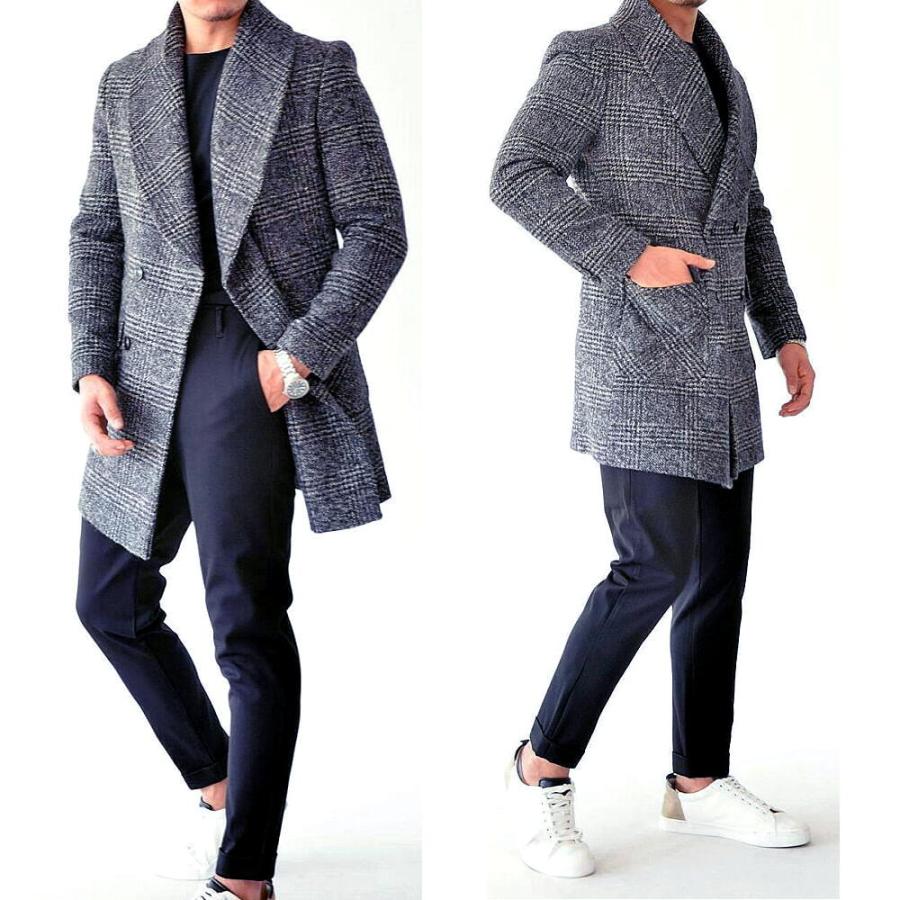 チェスターコート ハーフコート ツイード コート メンズ チェック