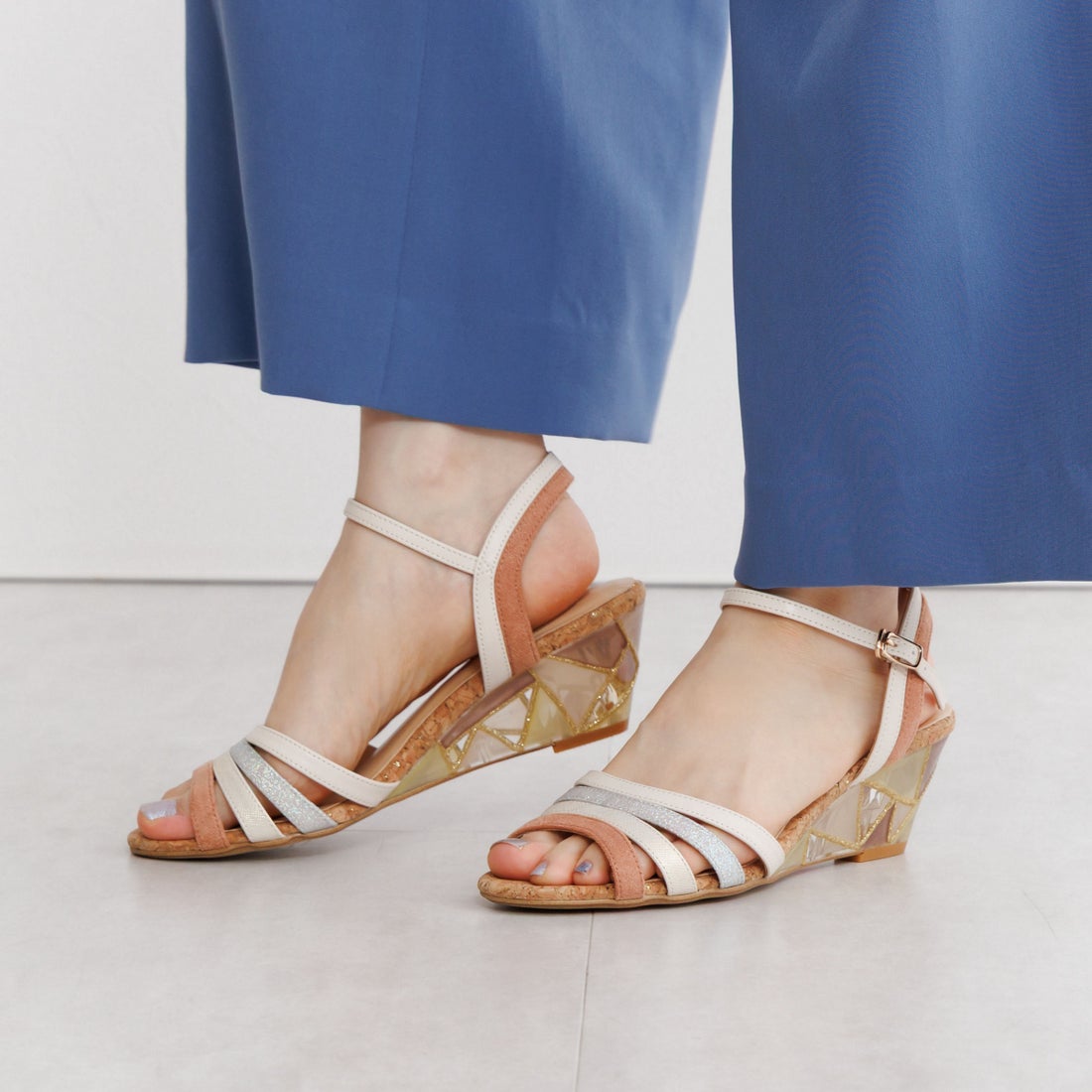 ヒミコ 卑弥呼 ステンドグラスクリアヒールサンダル/653201 （ベージュ