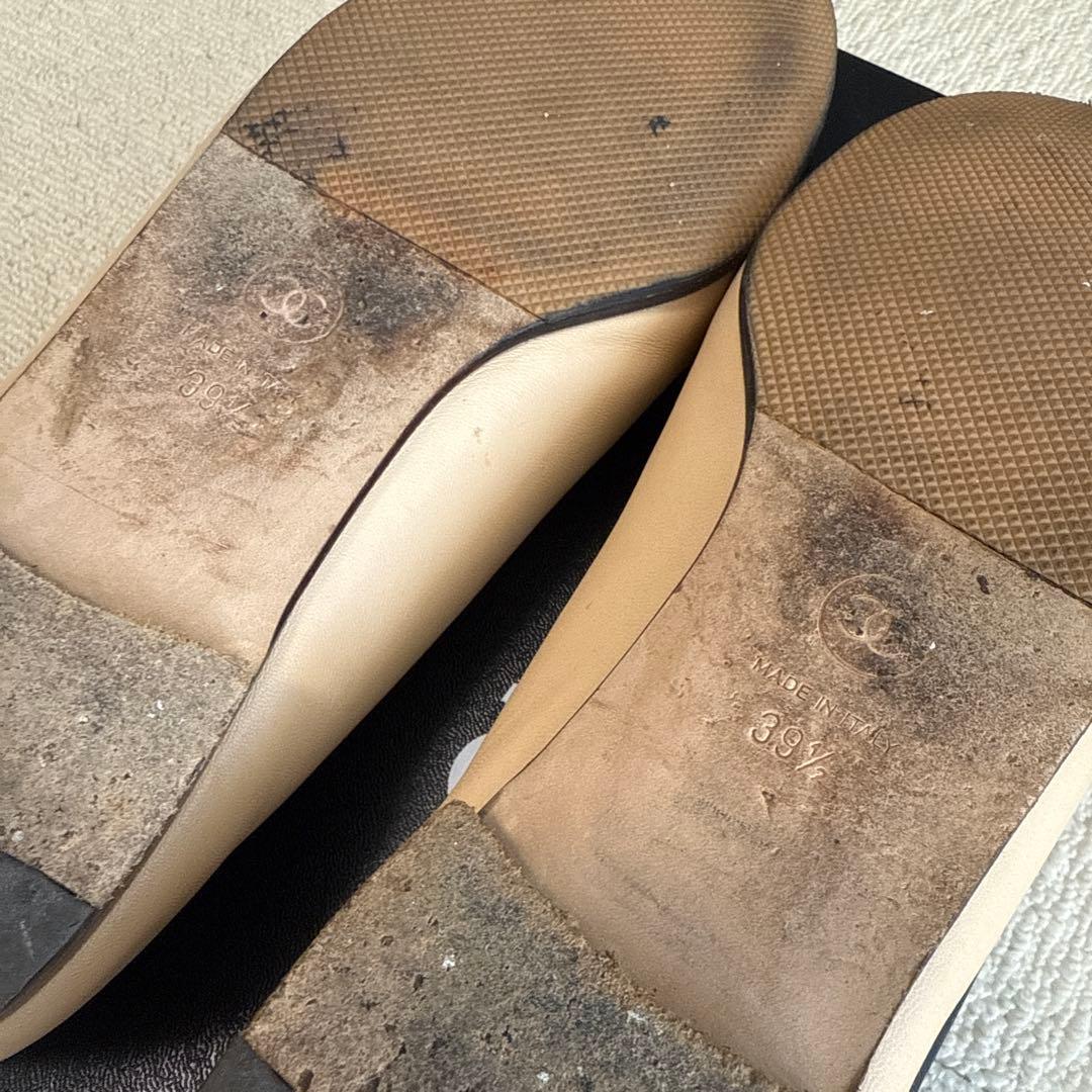 CHANEL バレエフラットシューズ ベージュ/ブラック 39.5
